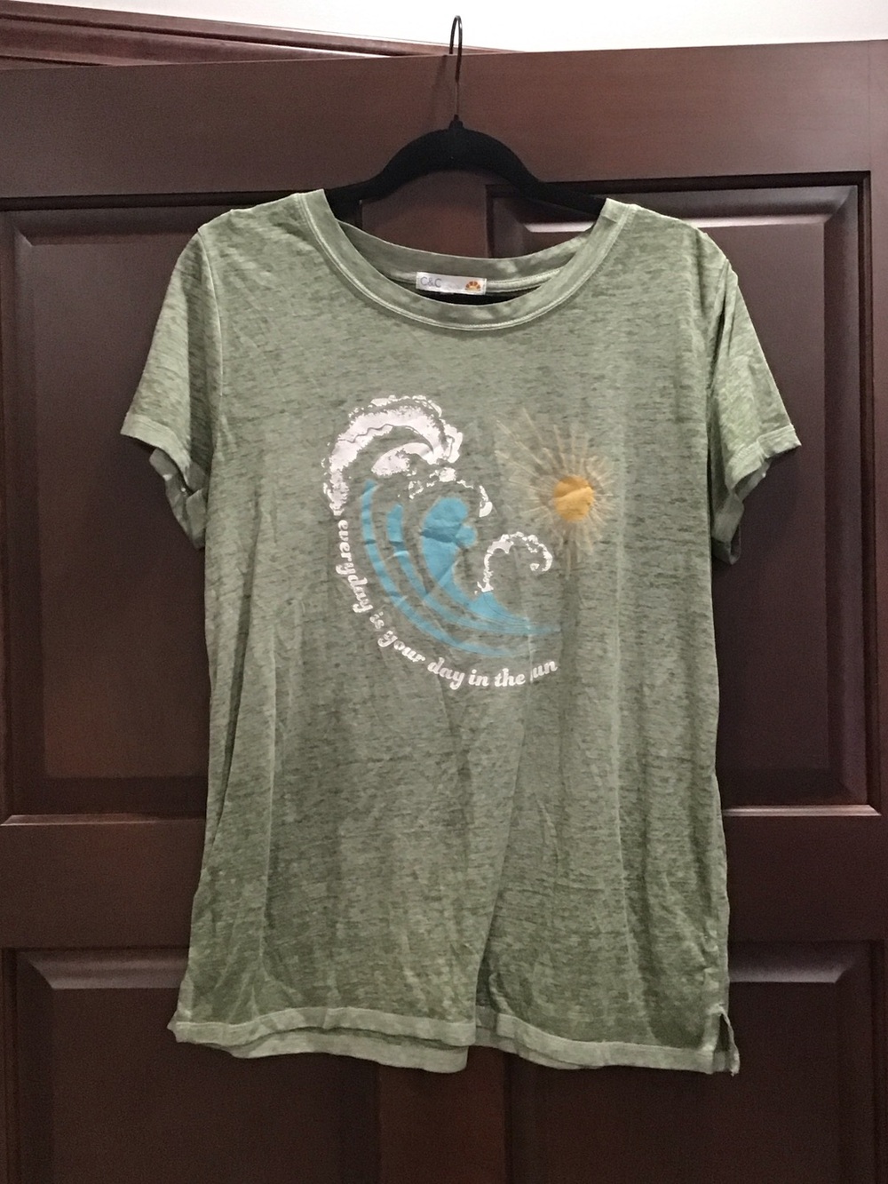 C&C California Green Tee with Wave and Sun Graphic